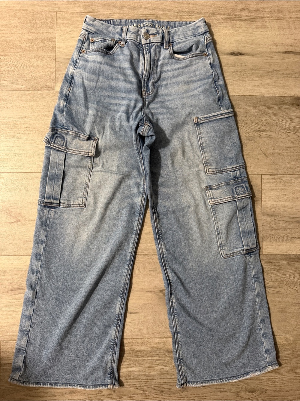 American Eagle Outfitters Light Blue Relaxed Cargo Jeans for Men